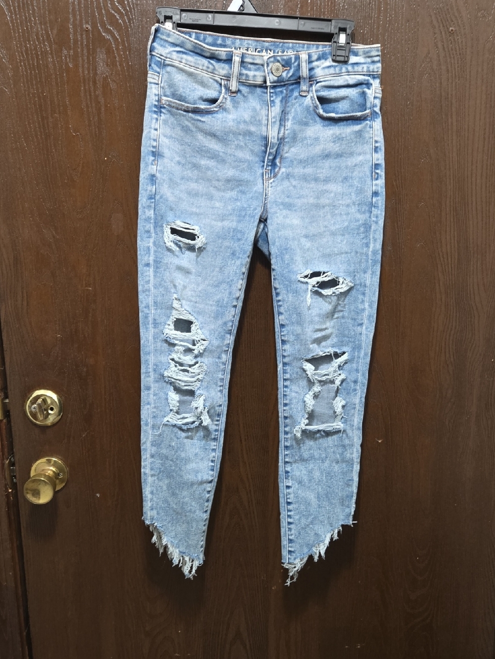 American Eagle Outfitters Light Blue Stretchy Distressed Skinny Jeans 6 Short